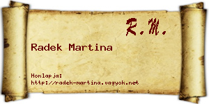Radek Martina névjegykártya